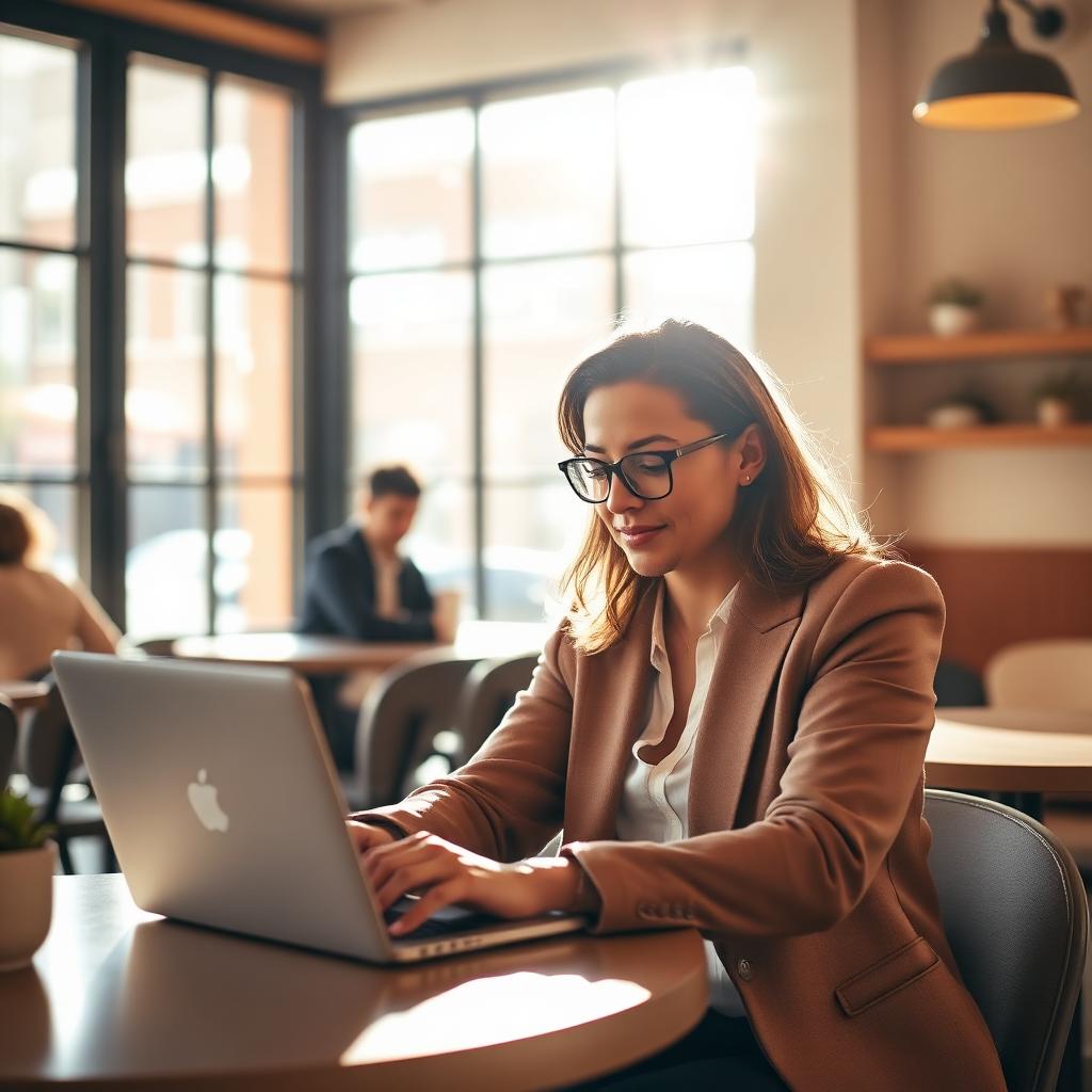 Small business owner working on her laptop